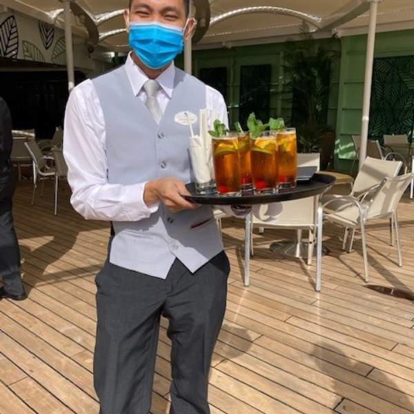 Waiter with a mask borealis